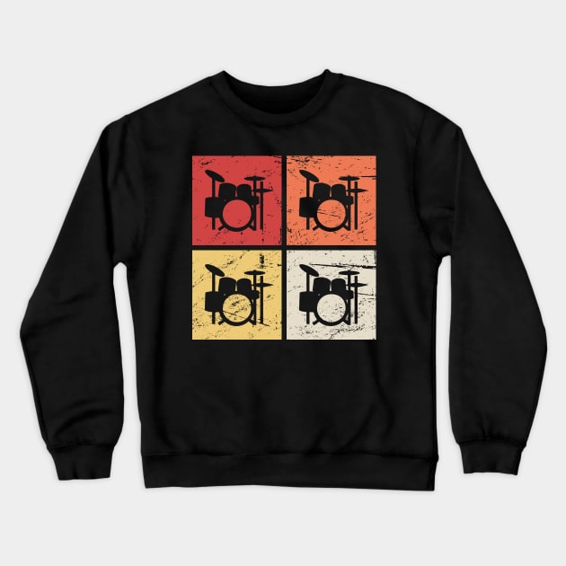 Retro Vintage Drum Kits | Percussion Crewneck Sweatshirt by Wizardmode